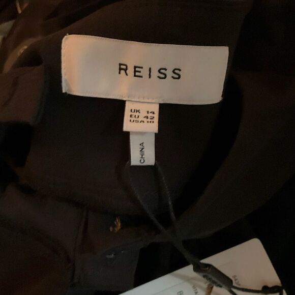 NWT REISS Vita Stretch Cotton Blend Black Midi Dress - Picture 11 of 13